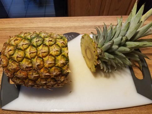 Pineapple top removed